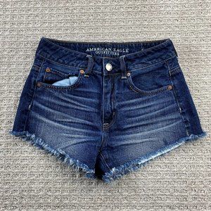 American Eagle Shorts Womens Size 2 Blue Hi-Rise Festival Denim Short Pockets